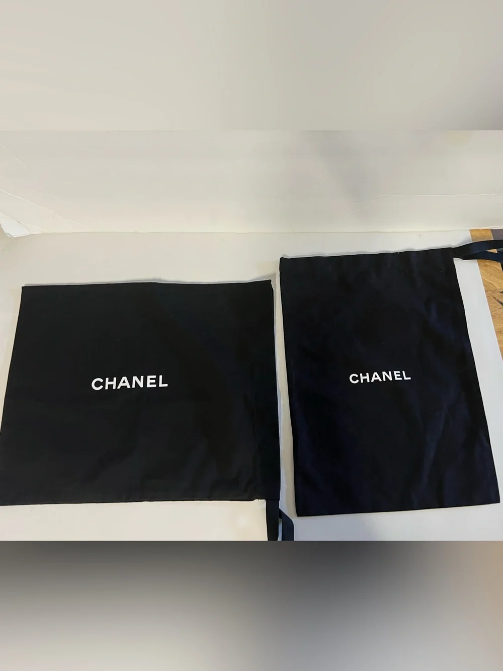 CHANEL Black Fabric Logo Dust Bags - Pair